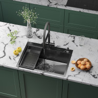 Кухонная мойка Roxen Simple 560220-65B с коландером и дозатором  650х480х220  графит Кухонная мойка Roxen Simple 560220-65B с коландером и дозатором  650х480х220  графит
