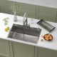 Кухонная мойка Roxen Simple 560220-70 с коландером и дозатором сатин
