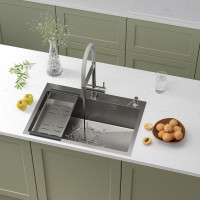 Кухонная мойка Roxen Simple 560220-70 с коландером и дозатором  700х480х220  сатин Кухонная мойка Roxen Simple 560220-70 с коландером и дозатором  700х480х220  сатин