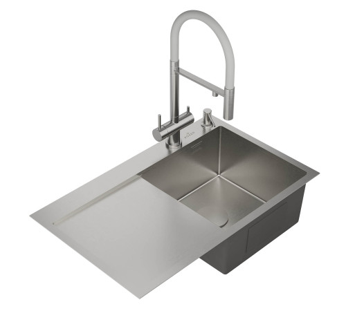 Кухонная мойка Roxen Vespa 560230-70R с коландером и дозатором сатин Кухонная мойка Roxen Vespa 560230-70R с коландером и дозатором сатин