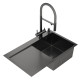Кухонная мойка Roxen Vespa 560230-70RB с коландером и дозатором графит