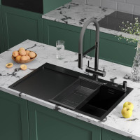 Кухонная мойка Roxen Vespa 560230-70RB с коландером и дозатором 780х480х220  графит Кухонная мойка Roxen Vespa 560230-70RB с коландером и дозатором 780х480х220  графит