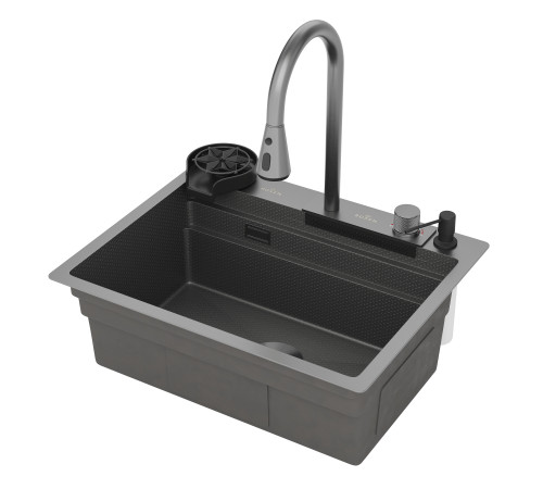 Кухонная мойка Roxen Stage Plus 560250-60BS многофункциональная в комплекте со смесителем, двумя коландерами, ринзером и дозатором графит Кухонная мойка Roxen Stage Plus 560250-60BS многофункциональная в комплекте со смесителем, двумя коландерами, ринзером и дозатором графит