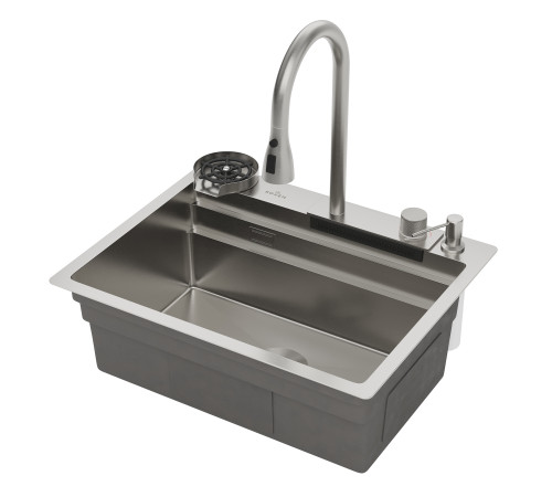 Кухонная мойка Roxen Stage Plus 560250-60 многофункциональная в комплекте со смесителем, двумя коландерами, ринзером и дозатором сатин Кухонная мойка Roxen Stage Plus 560250-60 многофункциональная в комплекте со смесителем, двумя коландерами, ринзером и дозатором сатин