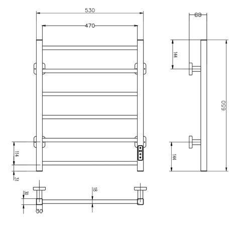 Полотенцесушитель Roxen Square 11050-5365B    53х65 Полотенцесушитель Roxen Square 11050-5365B    53х65