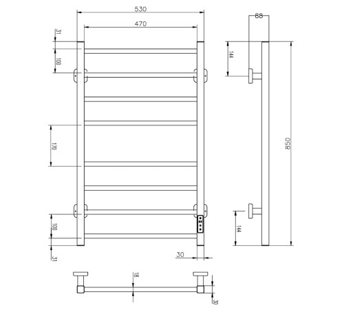 Полотенцесушитель Roxen Square 11050-5385B    53х85 Полотенцесушитель Roxen Square 11050-5385B    53х85