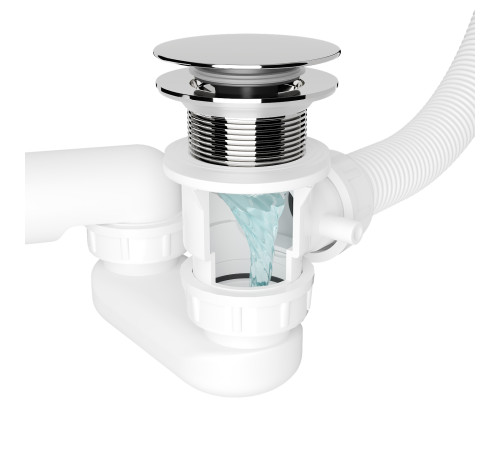 Сифон для ванны Roxen R70C-GM Click-Clack с функцией верхней очистки