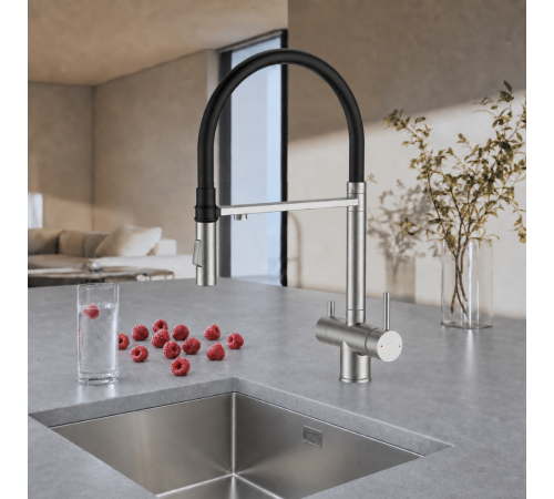 Смеситель для кухни Roxen Keit 500504CH-B с подключением к фильтру воды