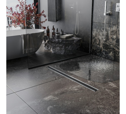 Душевой трап Roxen Black Glass двусторонний под плитку 91030-70  Душевой трап Roxen Black Glass двусторонний под плитку 91030-70