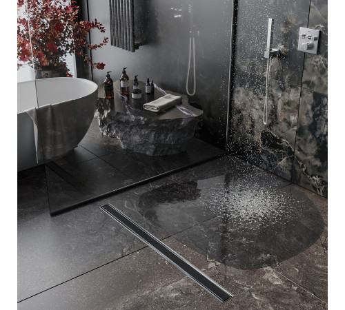 Душевой трап Roxen Black Glass двусторонний под плитку 91030-70  Душевой трап Roxen Black Glass двусторонний под плитку 91030-70