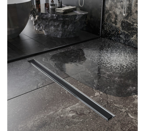 Душевой трап Roxen Black Glass двусторонний под плитку 91030-70  Душевой трап Roxen Black Glass двусторонний под плитку 91030-70