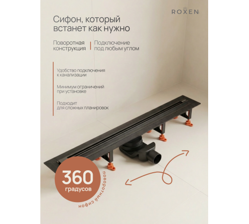  Душевой трап Roxen Razor подрезной 910100GM	800мм*58мм*67мм оружейная сталь