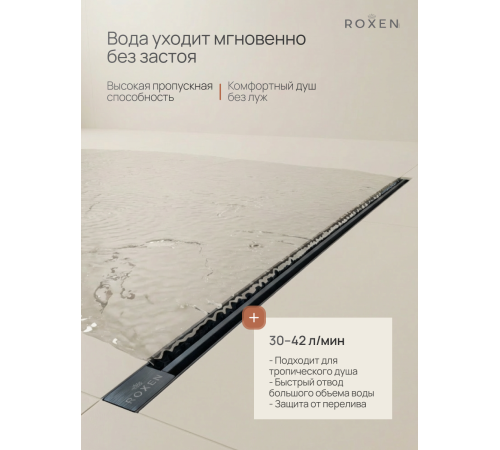 Душевой трап Roxen Razor подрезной 910100GM	800мм*58мм*67мм оружейная сталь