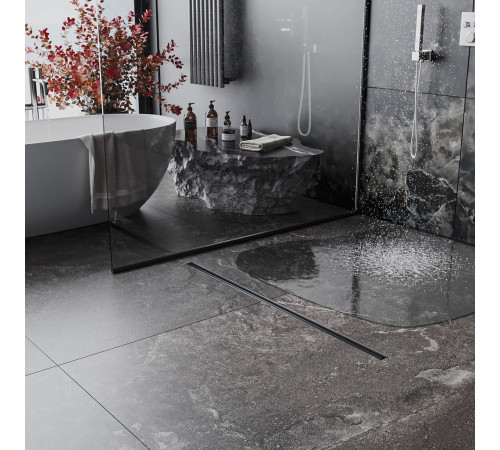 Душевой трап Roxen Supra Black Slim двусторонний под плитку 91070-60  Душевой трап Roxen Supra Black Slim двусторонний под плитку 91070-60