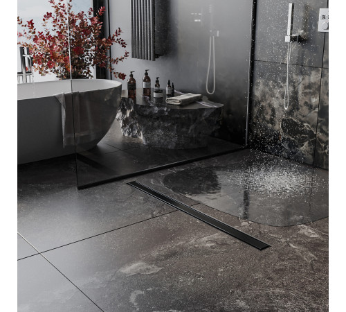 Душевой трап Roxen Supra black двусторонний под плитку 91050-75  Душевой трап Roxen Supra black двусторонний под плитку 91050-75