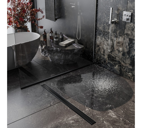 Душевой трап Roxen Supra black двусторонний под плитку 91050-75  Душевой трап Roxen Supra black двусторонний под плитку 91050-75