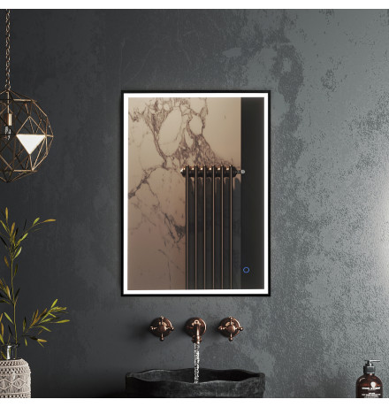 Зеркало Roxen Sigma 510210-50B 50x70 в алюминиевой раме черного цвета c LED подсветкой