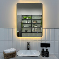 Зеркало Roxen Simon 510205-50GM 50x70 в алюминиевой раме "оружейная сталь" c LED подсветкой