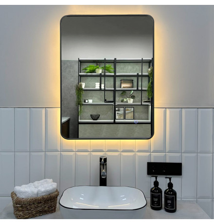 Зеркало Roxen Simon 510205-50GM 50x70 в алюминиевой раме "оружейная сталь" c LED подсветкой