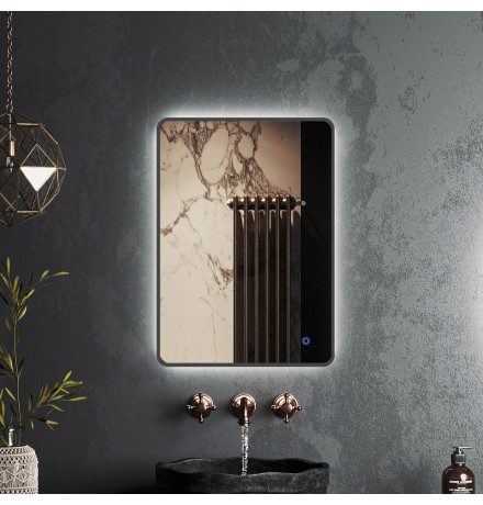 Зеркало Roxen Simon 510205-60GM 60x80 в алюминиевой раме "оружейная сталь" c LED подсветкой