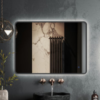 Зеркало Roxen Simon 510205-80GM 80x70 в алюминиевой раме "оружейная сталь" c LED подсветкой