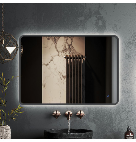 Зеркало Roxen Simon 510205-90GM 90x70 в алюминиевой раме "оружейная сталь" c LED подсветкой