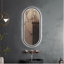 Зеркало Roxen Grown 510200-100B 45x100 в алюминиевой раме черного цвета c LED подсветкой