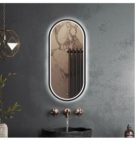 Зеркало Roxen Grown 510200-100B 45x100 в алюминиевой раме черного цвета c LED подсветкой