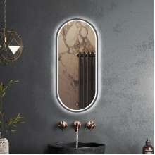 Зеркало Roxen Grown 510200-100GM 45x100 в алюминиевой раме цвета оружейная сталь c LED подсветкой