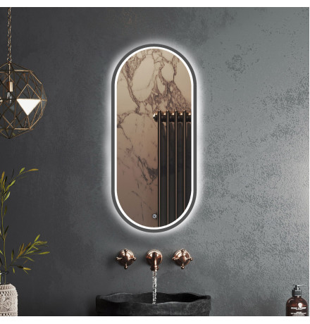 Зеркало Roxen Grown 510200-100GM 45x100 в алюминиевой раме цвета оружейная сталь c LED подсветкой