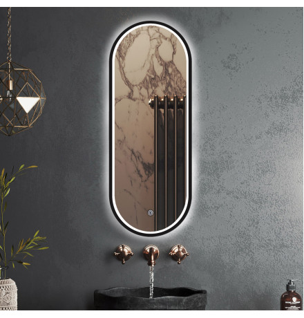 Зеркало Roxen Grown 510200-120B 45x120 в алюминиевой раме черного цвета c LED подсветкой