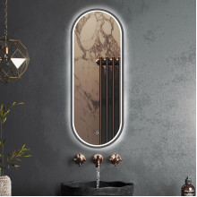 Зеркало Roxen Grown 510200-120GM 45x120 в алюминиевой раме цвета оружейная сталь c LED подсветкой