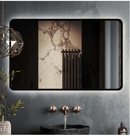 Зеркало Roxen Simon long 510205-100B 100x70 в алюминиевой раме черного цвета c LED подсветкой