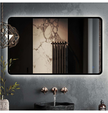 Зеркало Roxen Simon long 510205-120B 120x70 в алюминиевой раме черного цвета c LED подсветкой