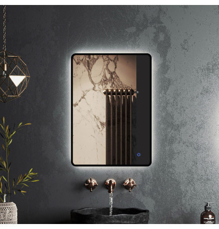 Зеркало Roxen Simon 510205-50B 50x70 в алюминиевой раме черного цвета c LED подсветкой