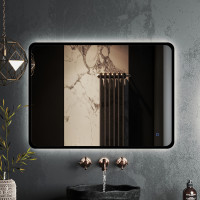 Зеркало Roxen Simon 510205-80B 80x70 в алюминиевой раме черного цвета c LED подсветкой