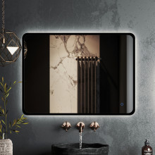 Зеркало Roxen Simon 510205-80B 80x70 в алюминиевой раме черного цвета c LED подсветкой