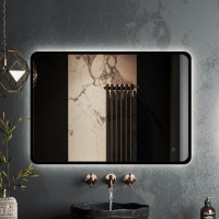Зеркало Roxen Simon 510205-90B 90x70 в алюминиевой раме черного цвета c LED подсветкой
