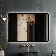 Зеркало Roxen Simon 510205-90B 90x70 в алюминиевой раме черного цвета c LED подсветкой
