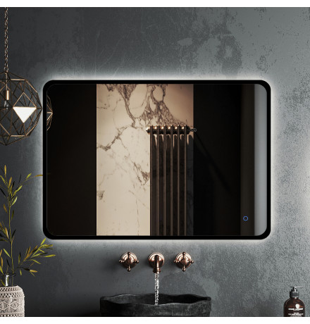 Зеркало Roxen Simon 510205-90B 90x70 в алюминиевой раме черного цвета c LED подсветкой