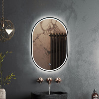 Зеркало Roxen Grown 510200-60B 40x60 в алюминиевой раме черного цвета c LED подсветкой