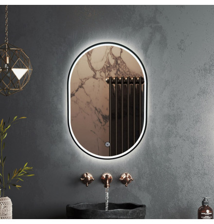 Зеркало Roxen Grown 510200-60B 40x60 в алюминиевой раме черного цвета c LED подсветкой