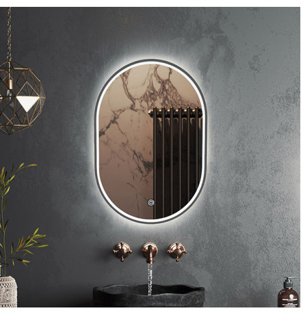 Зеркало Roxen Sigma 510210-60GM 60x80 в алюминиевой раме цвета оружейная сталь c LED подсветкой