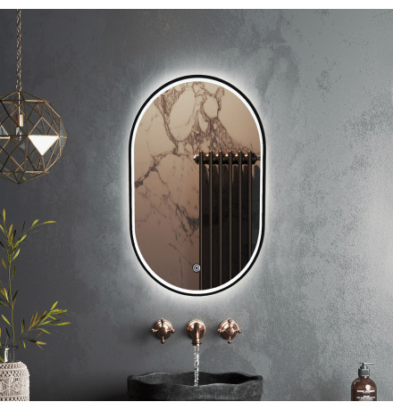 Зеркало Roxen Grown 510200-70B 40x70 в алюминиевой раме черного цвета c LED подсветкой