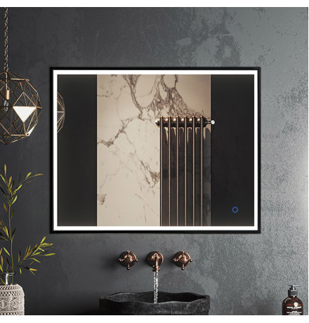 Зеркало Roxen Sigma 510210-80B 80x70 в алюминиевой раме черного цвета c LED подсветкой