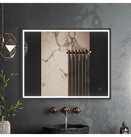 Зеркало Roxen Sigma 510210-80GM 80x70 в алюминиевой раме цвета оружейная сталь c LED подсветкой