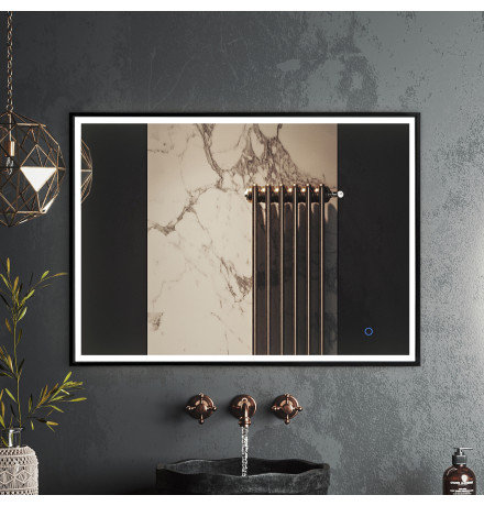 Зеркало Roxen Sigma 510210-90B 90x70 в алюминиевой раме черного цвета c LED подсветкой