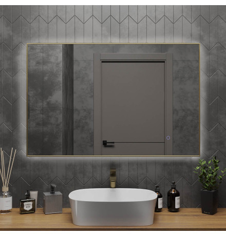 Зеркало Roxen Frida 510215-120 120x70 в металлическом профиле "брашированное золото" c LED подсветкой