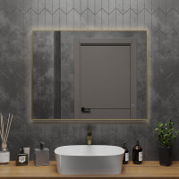 Зеркало Roxen Frida 510215-90 90x70 в металлическом профиле "брашированное золото" c LED подсветкой