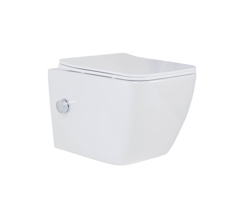 Комплект 6 в 1: инсталляция Tece c кнопкой 9400413 и унитазом Roxen Cube Bidet 530135-01X с функцией биде